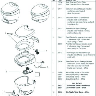 Mechanism Service Package for Bravura Toilet